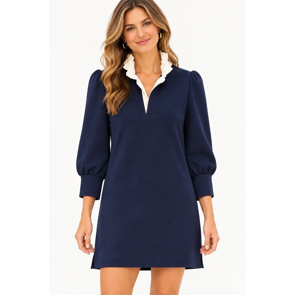 Tuckernuck Pomander Place Charlotte Navy Terry Mini Dress Fall (MSRP: $178) L - Picture 2 of 9